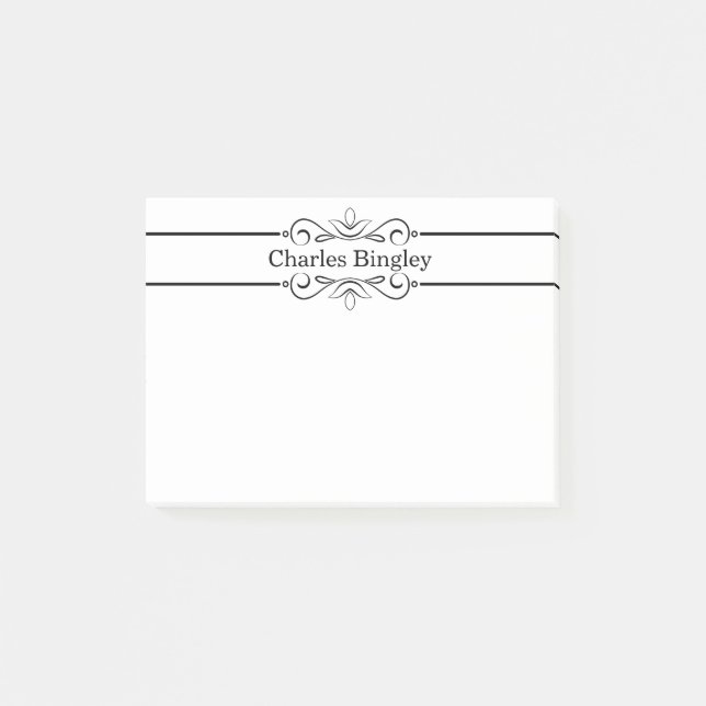 Minimalist Flourish Personalized Post-It Notes (Front)