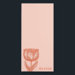 Minimalist Flower Drawing Pink Orange Monogram Magnetic Notepad<br><div class="desc">A beautiful botanical floral line art illustration of a simple Dutch tulip in pink and orange,  personalized with name or wording of your choosing.</div>