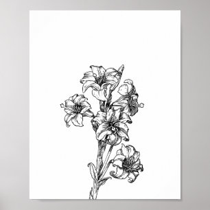 Minimalist Flower Illustration Floral Art Poster