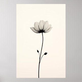 Minimalist Flower in Black and White. Poster