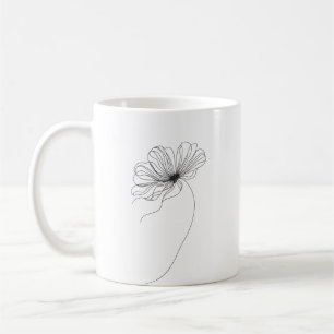 Minimalist Flower Line Drawing Coffee Mug