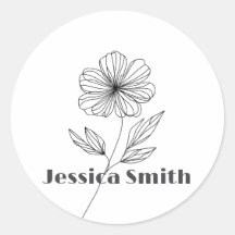 Minimalist Flower Line Drawing custom name