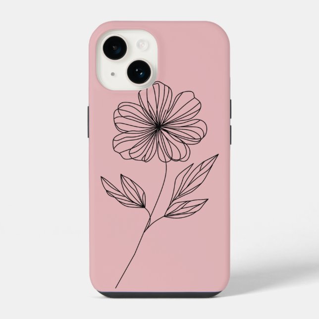 Minimalist Flower Line Drawing iPhone Case (Back)