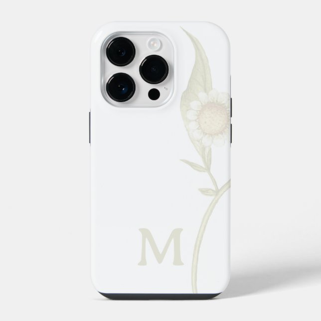 Minimalist Flower Monogram White iPhone Case (Back)