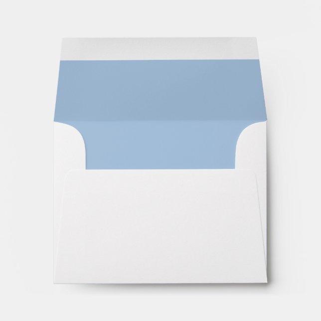 Minimalist Flower Return Address Blue Lined Envelope (Back (Bottom))