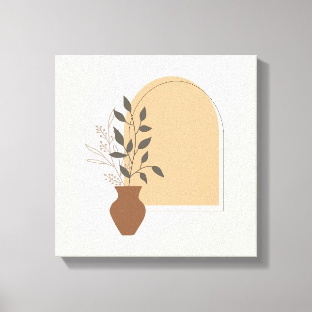 Minimalist Flower Vase & Arch with Boho Style Canvas Print (Front)