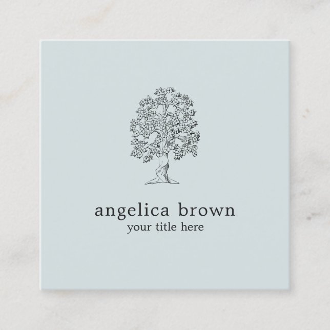 Minimalist Flowering Tree Customized Business Card (Front)