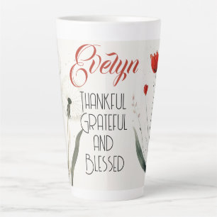 Minimalist Flowers Editable Slogan & Name  Latte Mug
