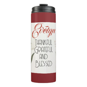 Minimalist Flowers Editable Slogan & Name Thermal Tumbler