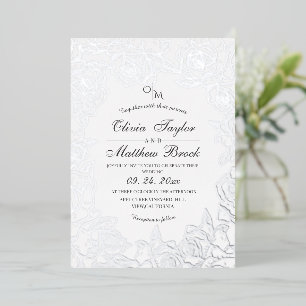  Minimalist Flowers Silver Foil and black Wedding