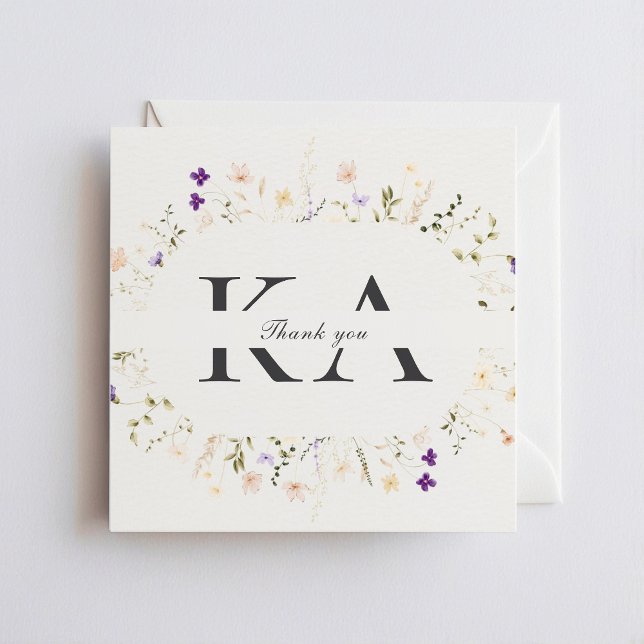 Minimalist Flowers Square Thank You Card (Creator Uploaded)