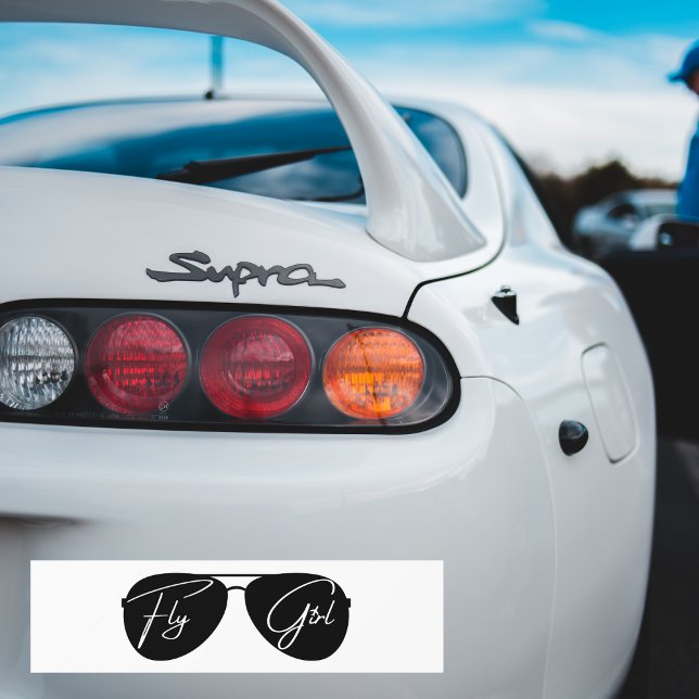Minimalist Fly Girl Typography,Aviator Sunglasses Bumper Sticker (Creator Uploaded)