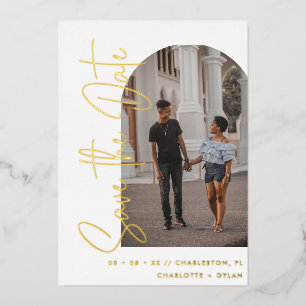 Minimalist Foil Arc Photo Wedding Save the Date