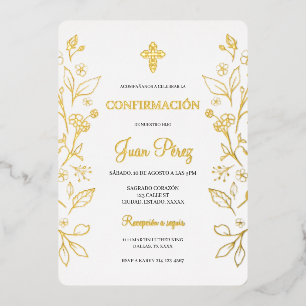 Minimalist foil gold Spanish confirmation
