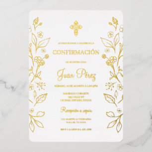 Minimalist foil gold Spanish confirmation