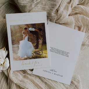 Minimalist Foil Married Little Christmas Thank You Holiday Card