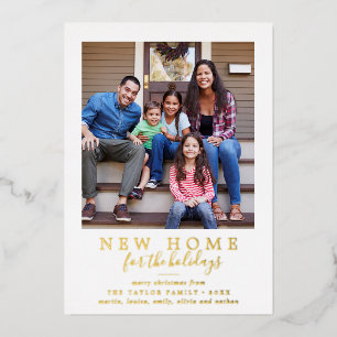 Minimalist Foil New Home For The Holidays Photo Foil Holiday Card