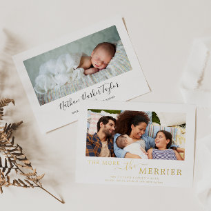 Minimalist Foil The More The Merrier Birth Holiday Card