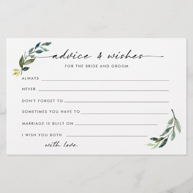 Minimalist foliage advice for the bride to be flyer (Front)