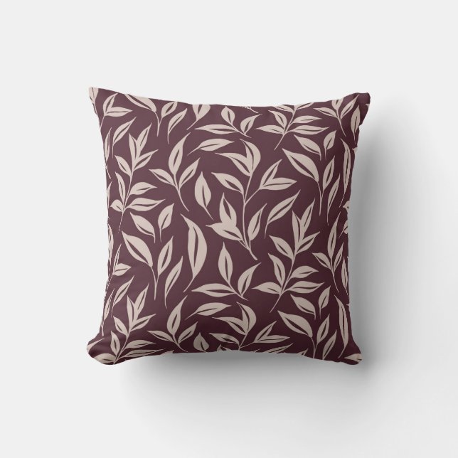 Minimalist Foliage Pattern Throw Pillow (Front)
