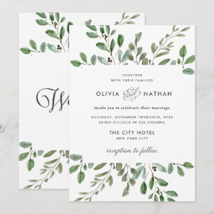 Minimalist Foliage Wedding Invitation