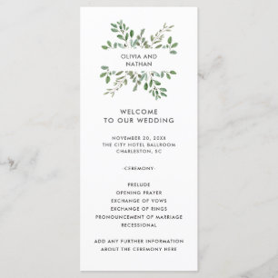 Minimalist Foliage   Wedding Program