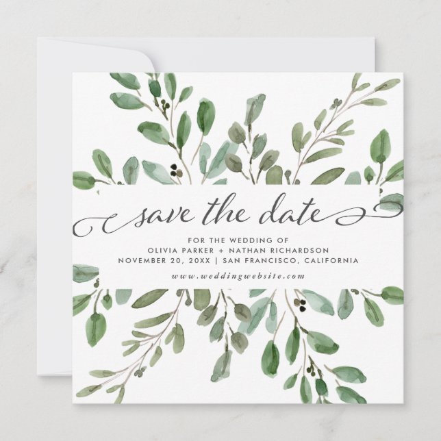 Minimalist Foliage | Wedding Save The Date (Front)
