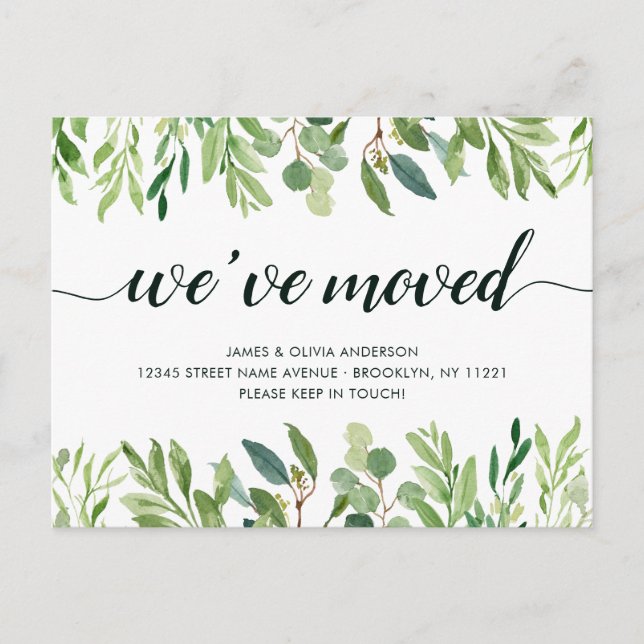 Minimalist Foliage We've Moved New Address Moving Announcement Postcard (Front)