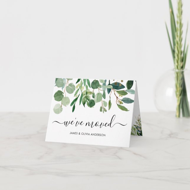 Minimalist Foliage We've Moved New Home Moving Ann Announcement (Front)