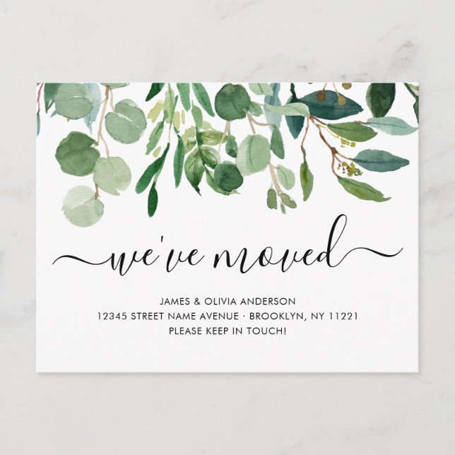 Minimalist Foliage We've Moved New Home Moving Announcement Postcard (Front)