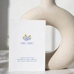 Minimalist Folk Flowers Blue Yellow Save The Date Postcard<br><div class="desc">Minimalist Scandi Folk Flowers in Blue and Yellow Wedding Save the Date Postcard</div>