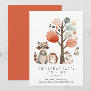 Minimalist Forest Animals Christmas Party Invitation