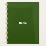 Minimalist forest green custom text monogram year  planner<br><div class="desc">Minimalist forest green custom name,  text,  monogram,  initials,  year personalized Planner.
Custom white text on forest green plain solid colour background.</div>