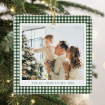 Minimalist Forest Green Gingham Photo