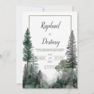 Minimalist Forest Wedding Invitation Woodland