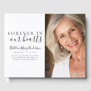 Minimalist Forever in Our Hearts Photo Funeral  Guest Book