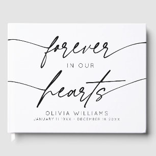 Minimalist Forever In Our Hearts Simple Script Guest Book