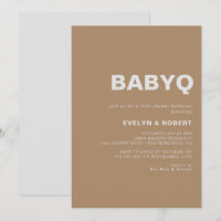 Minimalist Formal Brown BabyQ Baby Shower Barbecue