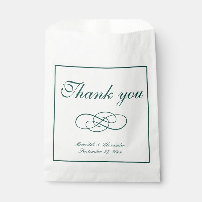 Minimalist Formal Emerald Green Wedding Favour Bag (Front)