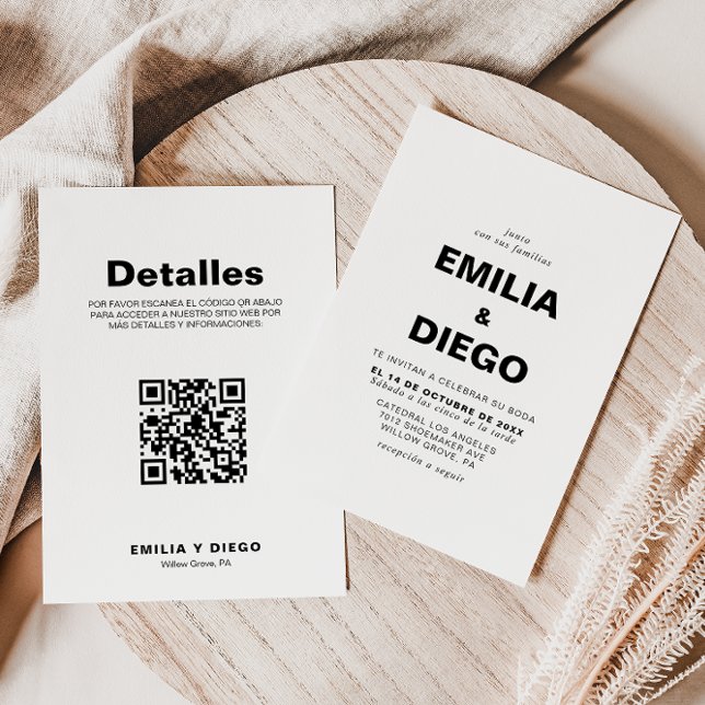 Minimalist Formal Front and Back Boda Wedding   Invitation (Creator Uploaded)