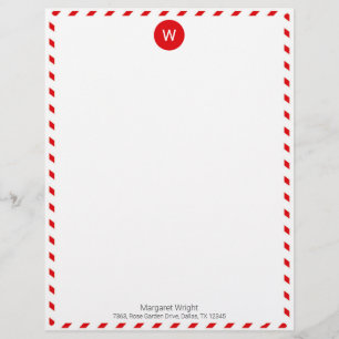 Minimalist Formal Red Air Mail Monogrammed Custom Letterhead