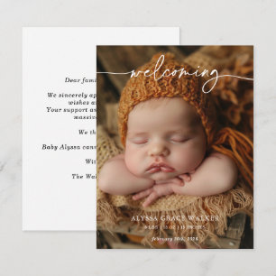 Minimalist Formal Welcoming Baby Announcement card