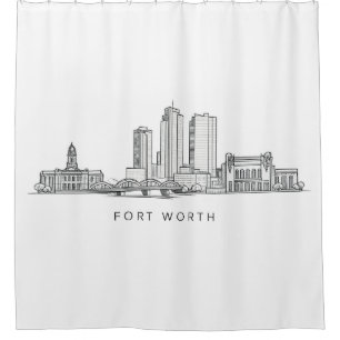 Minimalist Fort Worth Skyline Line Art