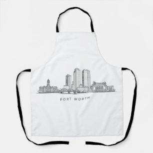 Minimalist Fort Worth Skyline Line Art Apron