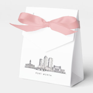 Minimalist Fort Worth Skyline Line Art Favor Box