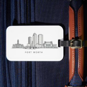 Minimalist Fort Worth Skyline Line Art Luggage Tag