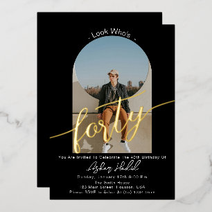Minimalist Forty 40th Birthday Party Gold 