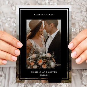 Minimalist  Framed Photo Folded Wedding  Thank You Card