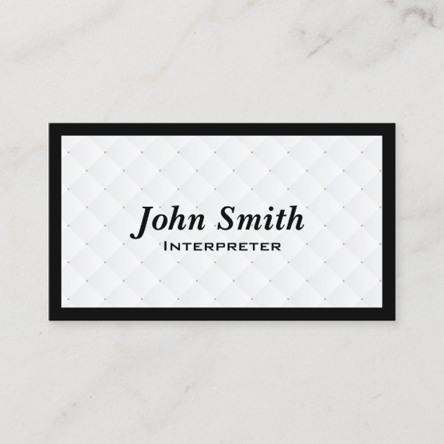 Minimalist Framed Professional Interpreter Business Card (Front)