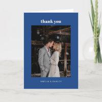 Minimalist French Blue Wedding Photo Folded